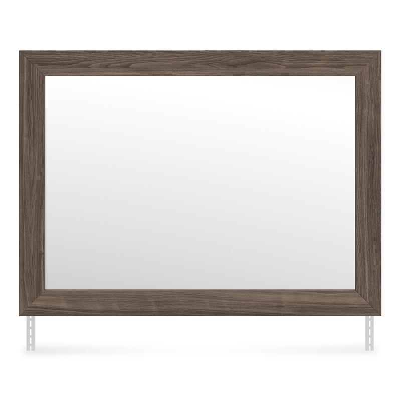 Bowery Hill Brown Bedroom Mirror with Replicated Walnut Grain