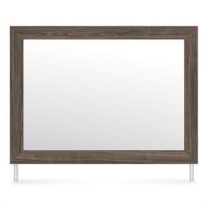 Bowery Hill Brown Bedroom Mirror with Replicated Walnut Grain
