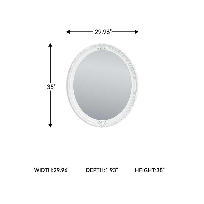 Bowery Hill White Bedroom Mirror with Ornate Beaded Detailing
