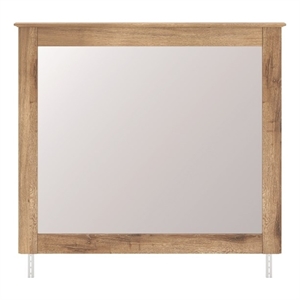 Bowery Hill Light Brown Cottage Bedroom Mirror with Oak Grain