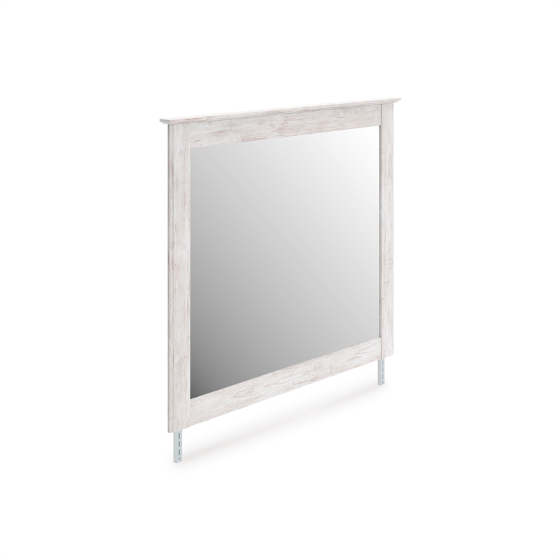 Bowery Hill White Cottage Bedroom Mirror with Whitewash Finish