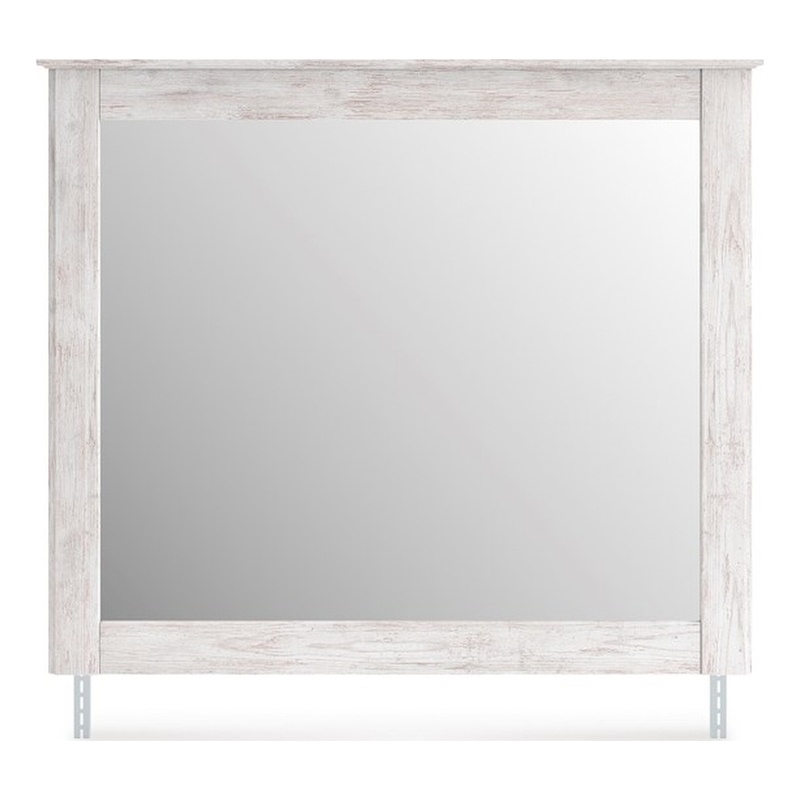 Bowery Hill White Cottage Bedroom Mirror with Whitewash Finish