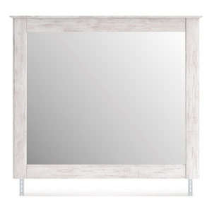 Bowery Hill White Cottage Bedroom Mirror with Whitewash Finish