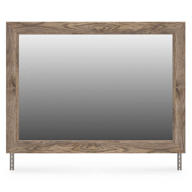 Bowery Hill Brown Bedroom Mirror with Replicated Hickory Grain