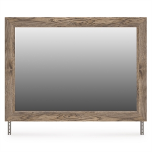 Bowery Hill Brown Bedroom Mirror with Replicated Hickory Grain