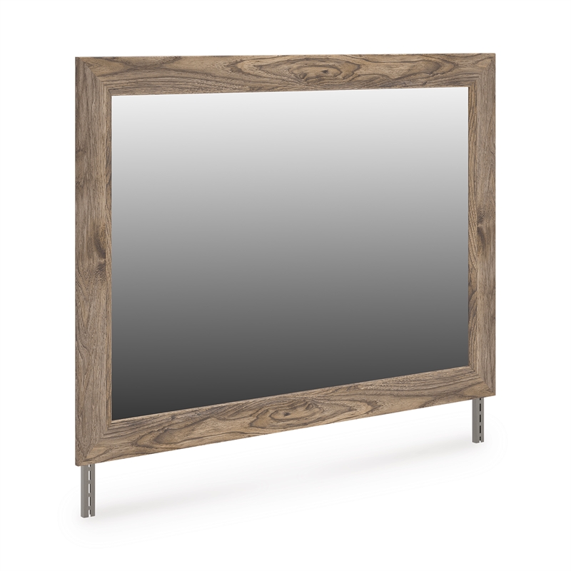 Bowery Hill Brown Bedroom Mirror with Replicated Hickory Grain