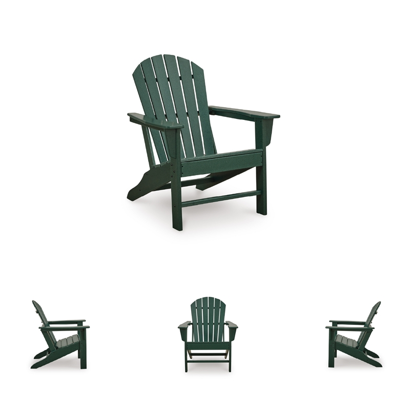 Bowery Hill HDPE Outdoor Adirondack Chair with Slatted Back in Green