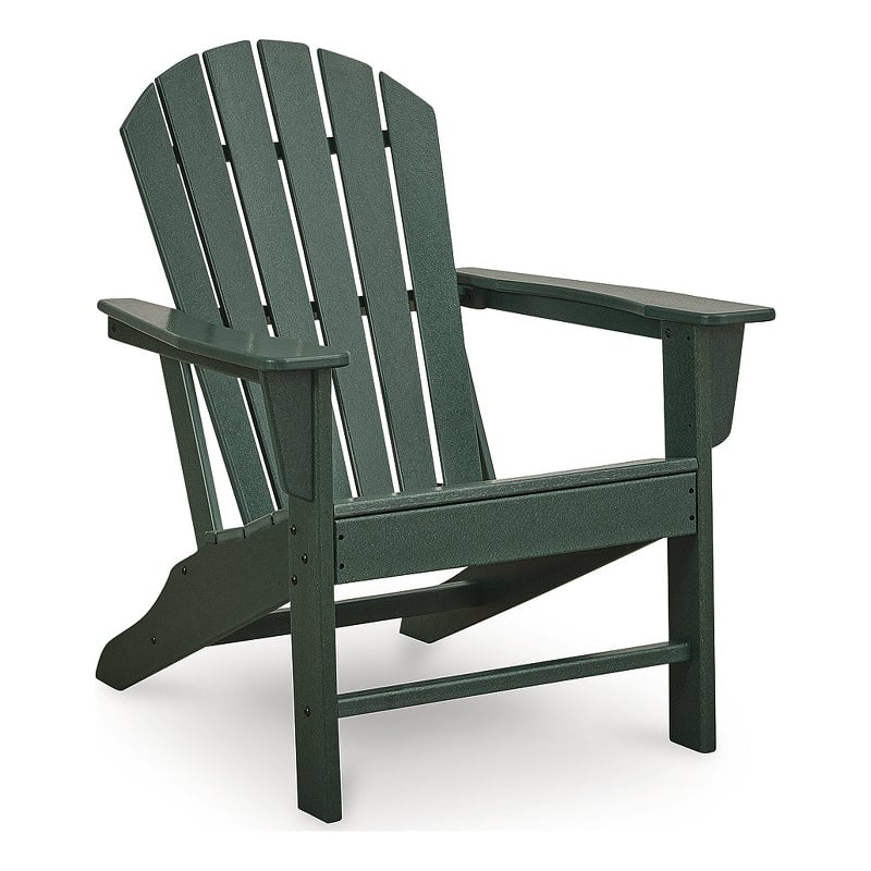 Bowery Hill HDPE Outdoor Adirondack Chair with Slatted Back in Green