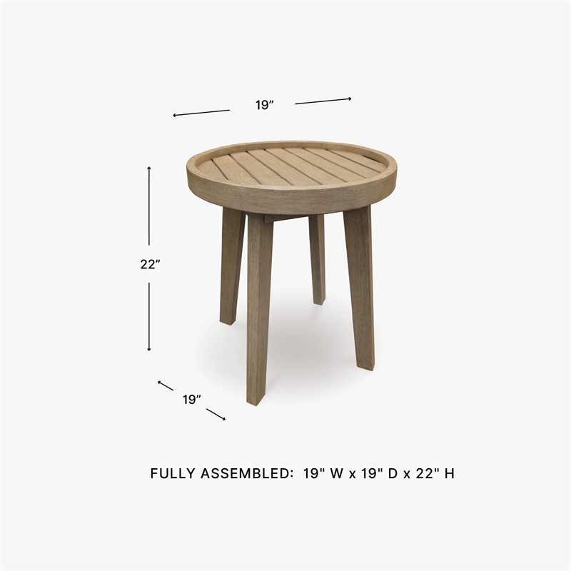 Bowery Hill Eucalyptus Wood Outdoor End Table with Slatted Top