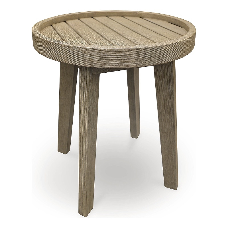 Bowery Hill Eucalyptus Wood Outdoor End Table with Slatted Top