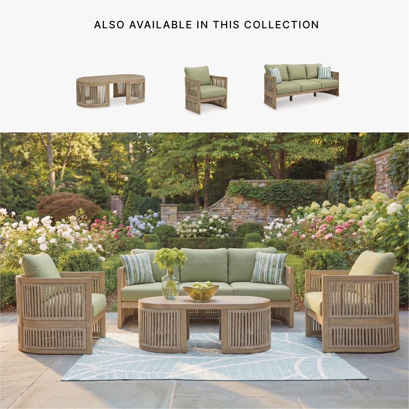 Bowery Hill Eucalyptus Wood Outdoor Coffee Table with Open Weave