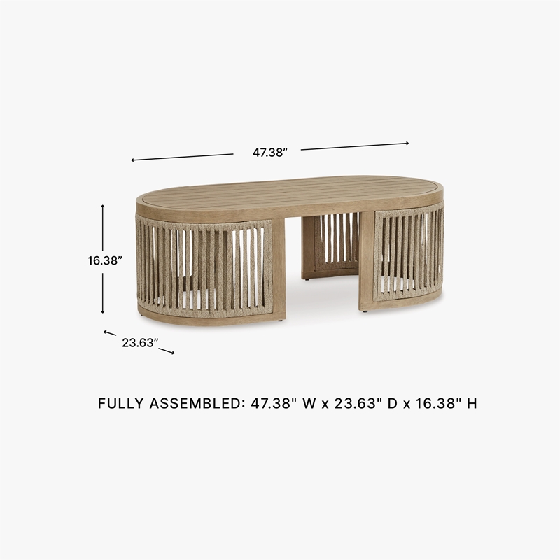 Bowery Hill Eucalyptus Wood Outdoor Coffee Table with Open Weave