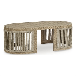 Bowery Hill Eucalyptus Wood Outdoor Coffee Table with Open Weave