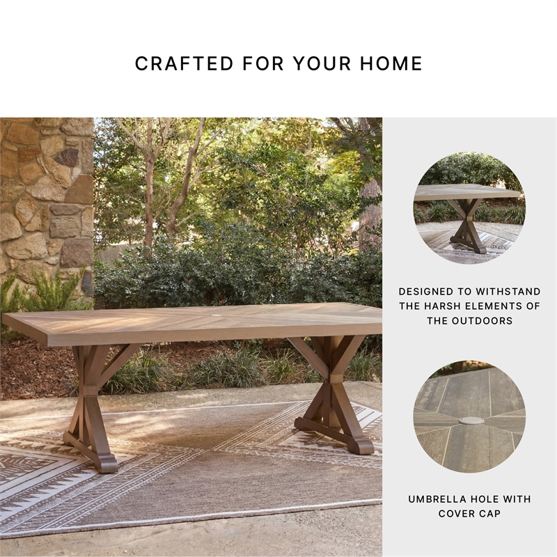 Bowery Hill Outdoor Dining Table with Porcelain Top and Umbrella Hole