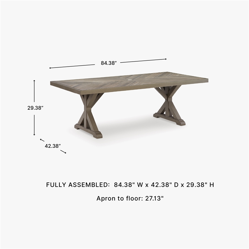 Bowery Hill Outdoor Dining Table with Porcelain Top and Umbrella Hole