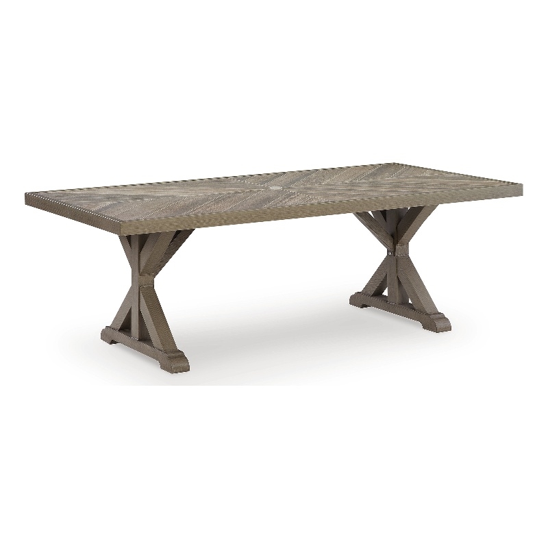 Bowery Hill Outdoor Dining Table with Porcelain Top and Umbrella Hole