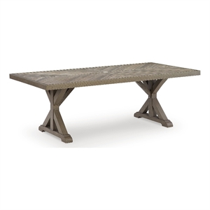 Bowery Hill Outdoor Dining Table with Porcelain Top and Umbrella Hole