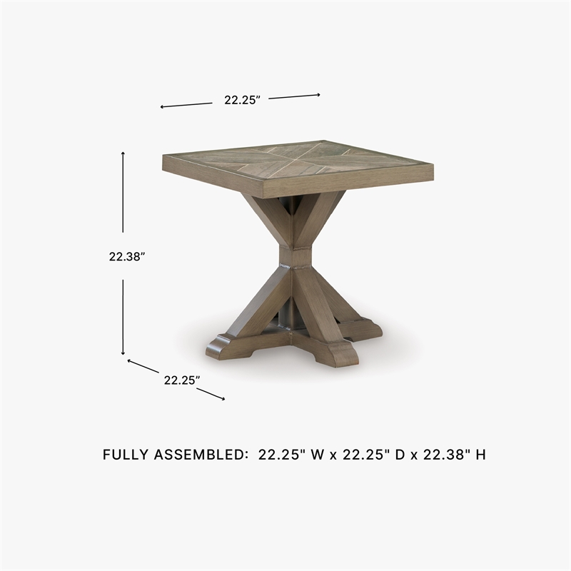 Bowery Hill Outdoor End Table with Aluminum Frame and Porcelain Top