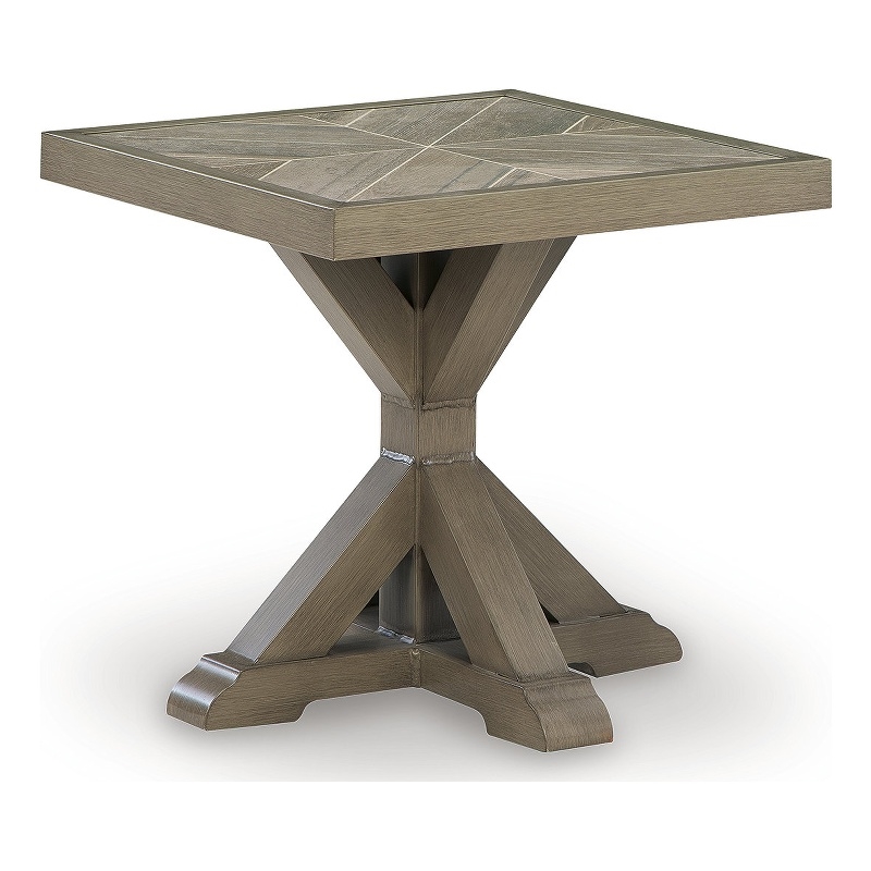 Bowery Hill Outdoor End Table with Aluminum Frame and Porcelain Top