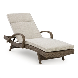 Bowery Hill Outdoor Wicker Chaise Lounge with Nuvella Cushion