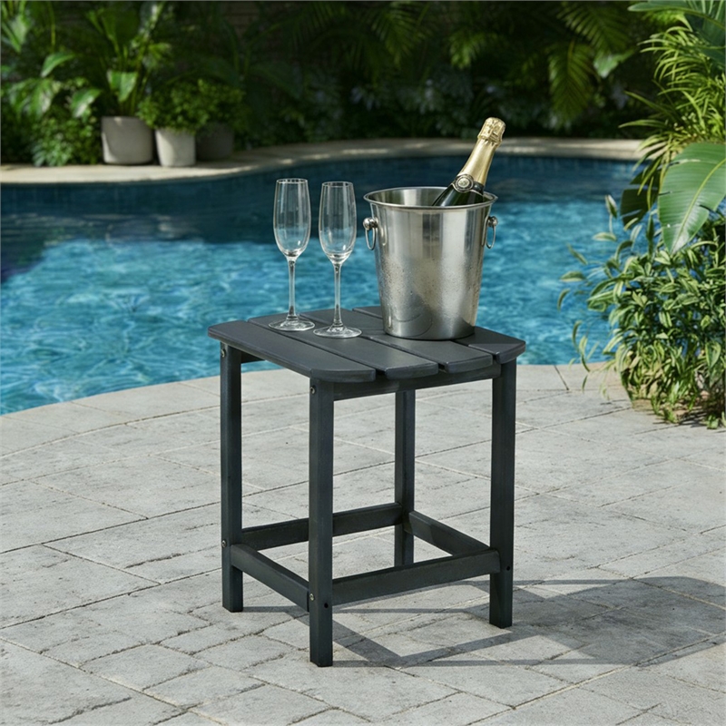 Bowery Hill Cottage Outdoor End Table with Slatted Top in Black