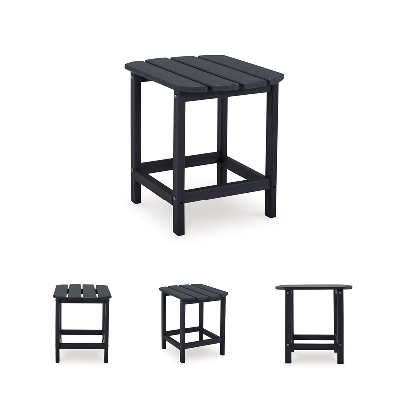 Bowery Hill Cottage Outdoor End Table with Slatted Top in Black