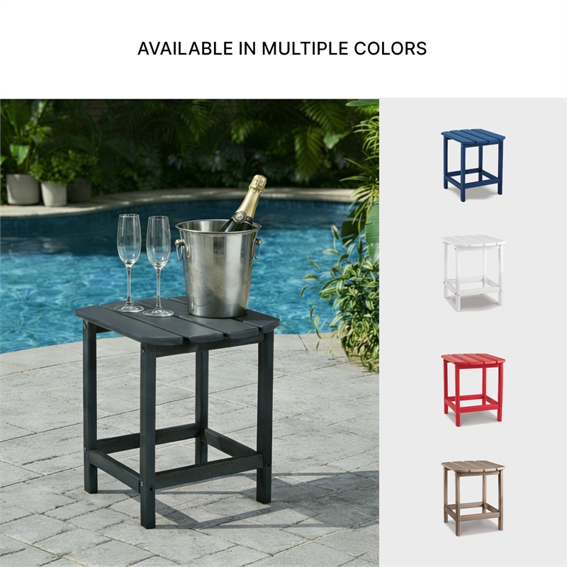 Bowery Hill Cottage Outdoor End Table with Slatted Top in Black
