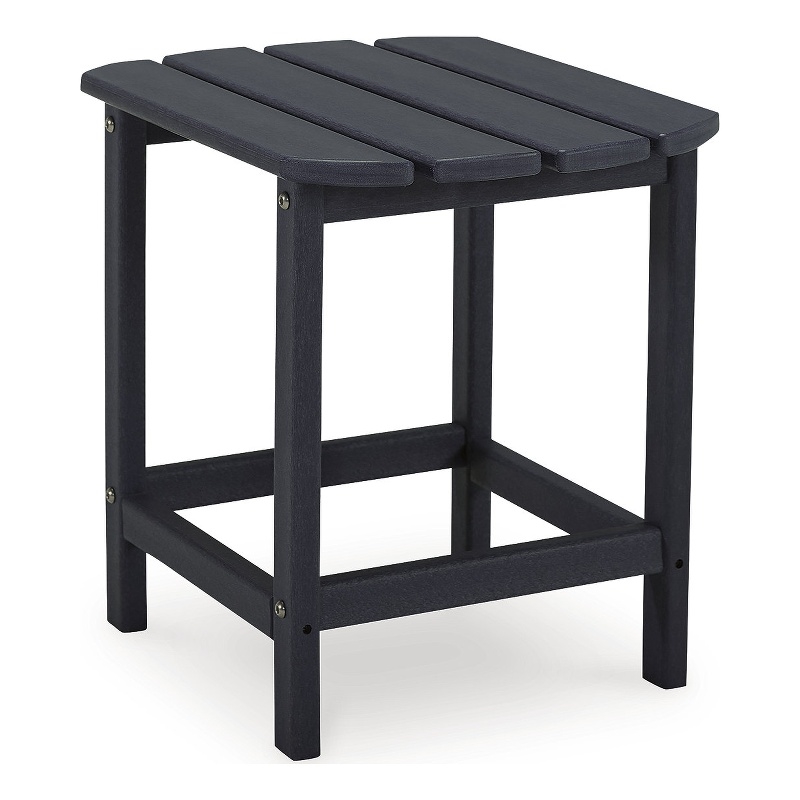 Bowery Hill Cottage Outdoor End Table with Slatted Top in Black