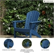 Bowery Hill HDPE Outdoor Adirondack Chair with Slatted Back in Blue