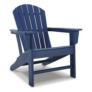 Bowery Hill HDPE Outdoor Adirondack Chair with Slatted Back in Blue