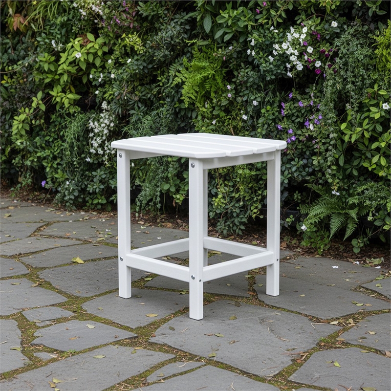 Bowery Hill Cottage Outdoor End Table with Slatted Top in White