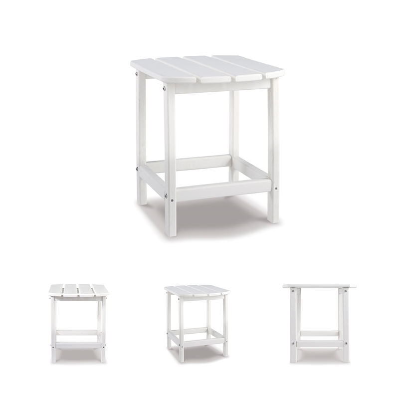 Bowery Hill Cottage Outdoor End Table with Slatted Top in White