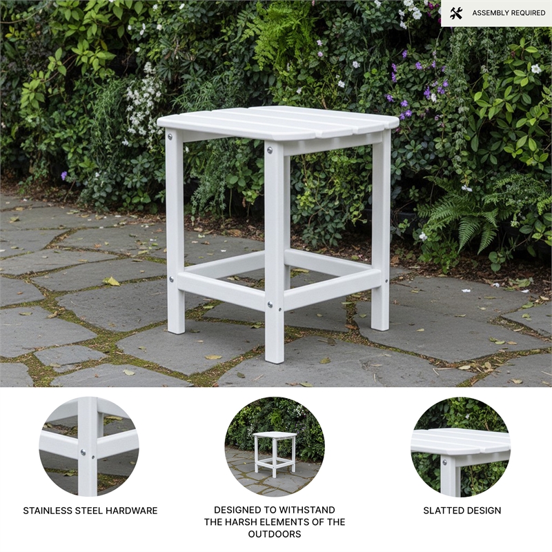 Bowery Hill Cottage Outdoor End Table with Slatted Top in White