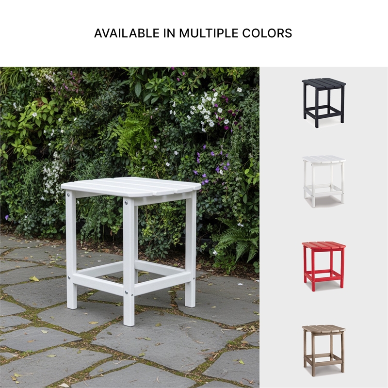 Bowery Hill Cottage Outdoor End Table with Slatted Top in White