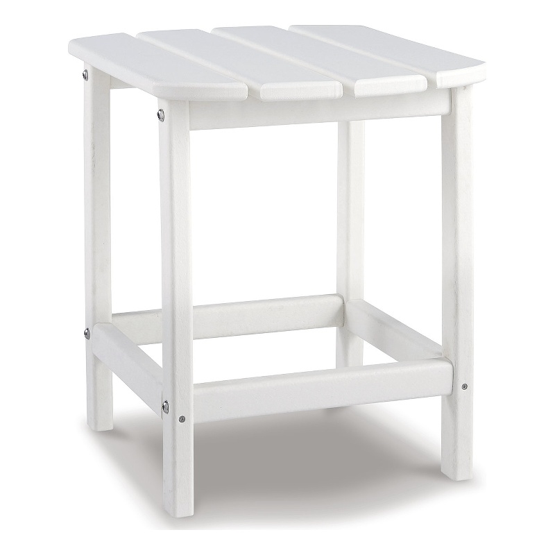 Bowery Hill Cottage Outdoor End Table with Slatted Top in White