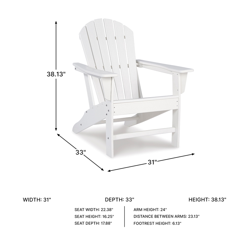 Bowery Hill HDPE Outdoor Adirondack Chair with Slatted Back in White
