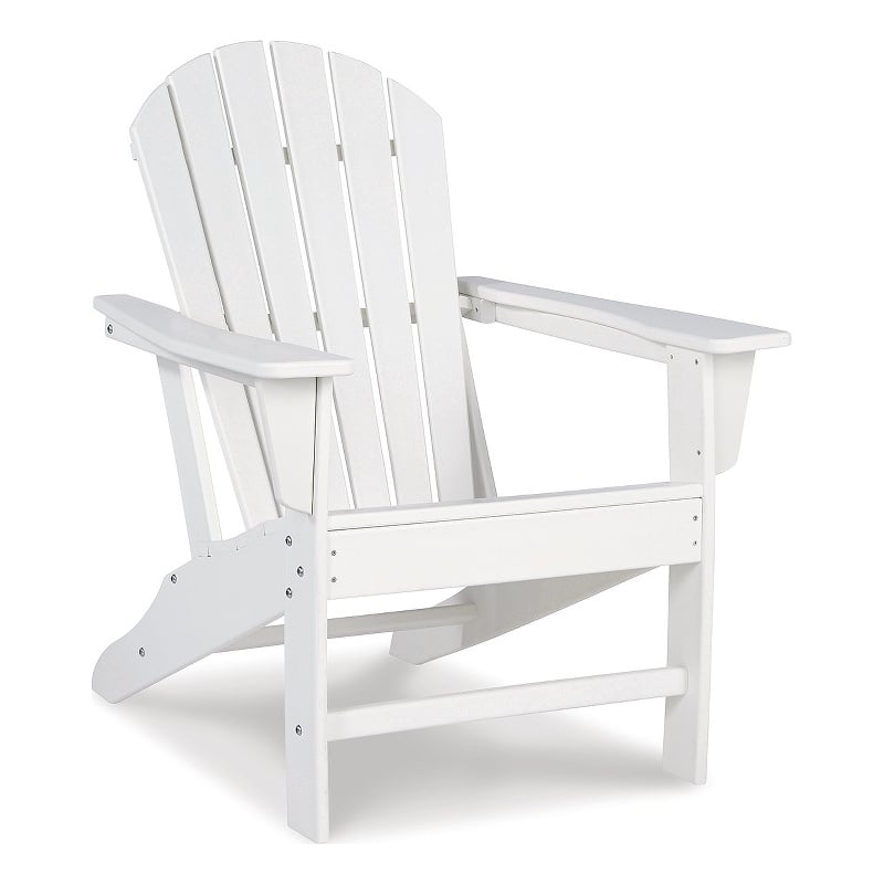 Bowery Hill HDPE Outdoor Adirondack Chair with Slatted Back in White