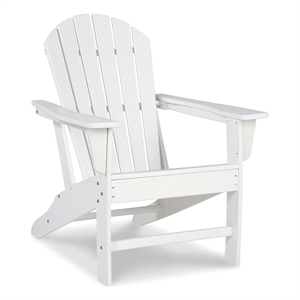 Bowery Hill HDPE Outdoor Adirondack Chair with Slatted Back in White