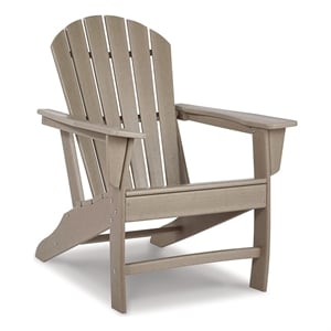 Bowery Hill HDPE Outdoor Adirondack Chair with Slatted Back in Driftwood