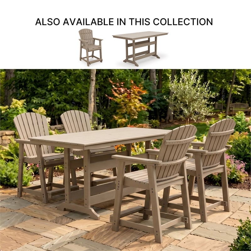 Bowery Hill Driftwood Outdoor Slatted Counter Height Dining Table