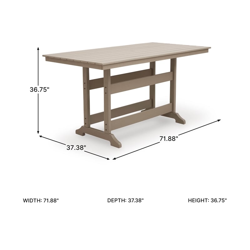 Bowery Hill Driftwood Outdoor Slatted Counter Height Dining Table