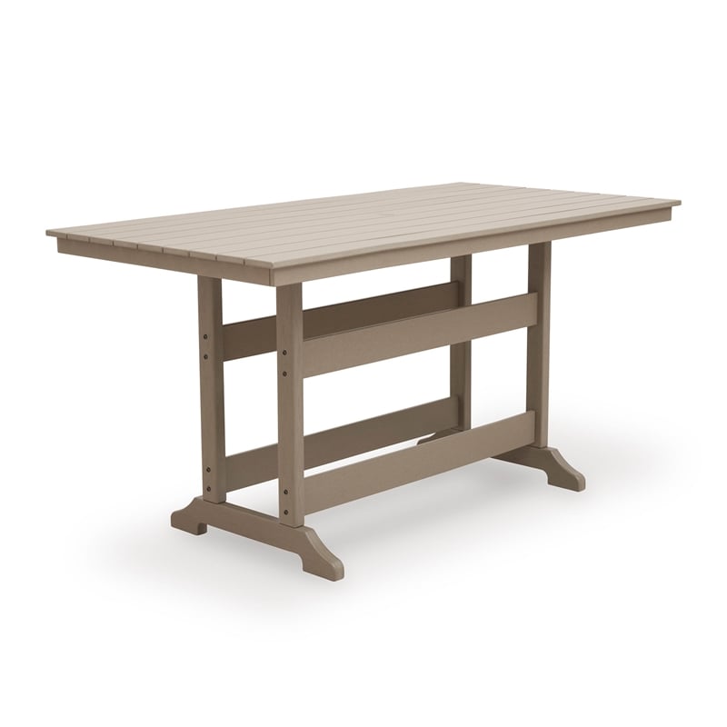 Bowery Hill Driftwood Outdoor Slatted Counter Height Dining Table