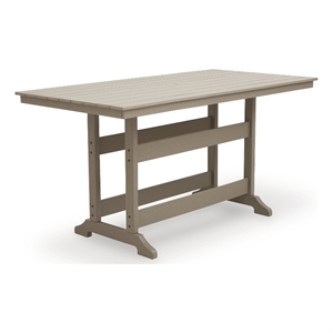 Bowery Hill Driftwood Outdoor Slatted Counter Height Dining Table