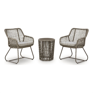 Bowery Hill 3-Piece Outdoor Table and 2 Chairs with Rope Detail