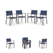 Bowery Hill Set of 4 Gray Stackable Outdoor Sling Arm Dining Chairs
