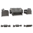 Bowery Hill Gray 4-Piece Outdoor Sofa Set with 2 Chairs and Table