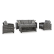 Bowery Hill Gray 4-Piece Outdoor Sofa Set with 2 Chairs and Table