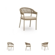 Bowery Hill Set of 4 Gray Outdoor Rope Arm Chairs with Cushion