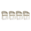Bowery Hill Set of 4 Gray Outdoor Rope Arm Chairs with Cushion
