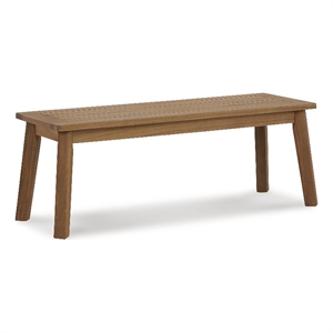 Bowery Hill Acacia Wood Outdoor Dining Bench with Slatted Seat